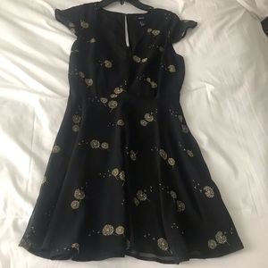 Black Dress with Flower Pattern